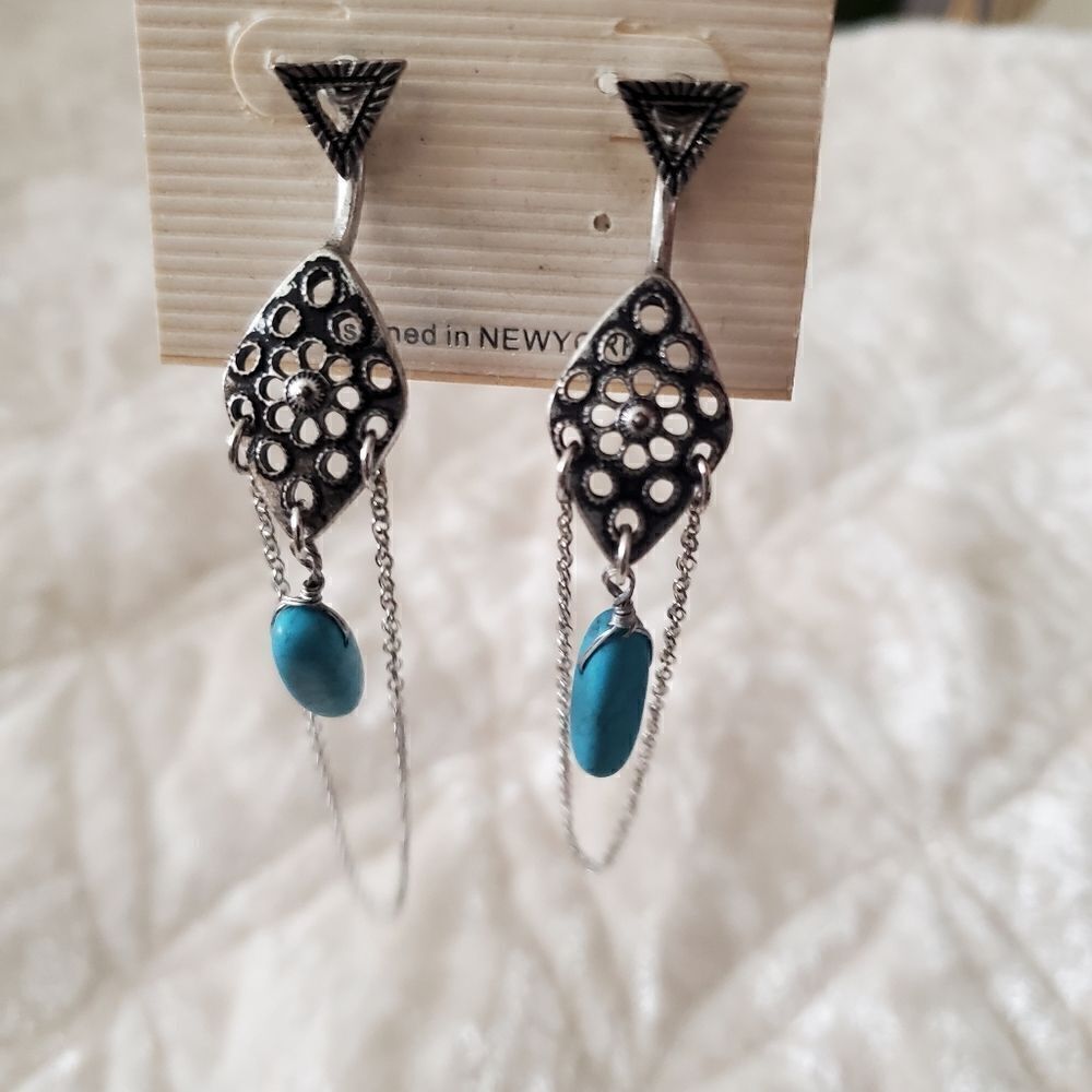 Fashion Jewelry Tribal Boho Silver Tone Earrings‎